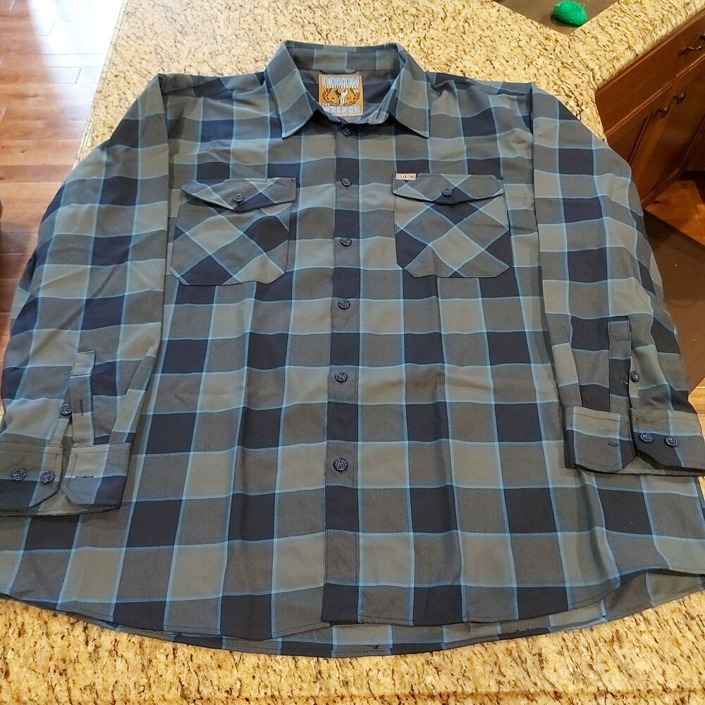 DIXXON FLANNEL COMPANY THE WRENCH MEN'S SIZE 5X BLUE/GRAY LONG SLEEVE BUTTON UP